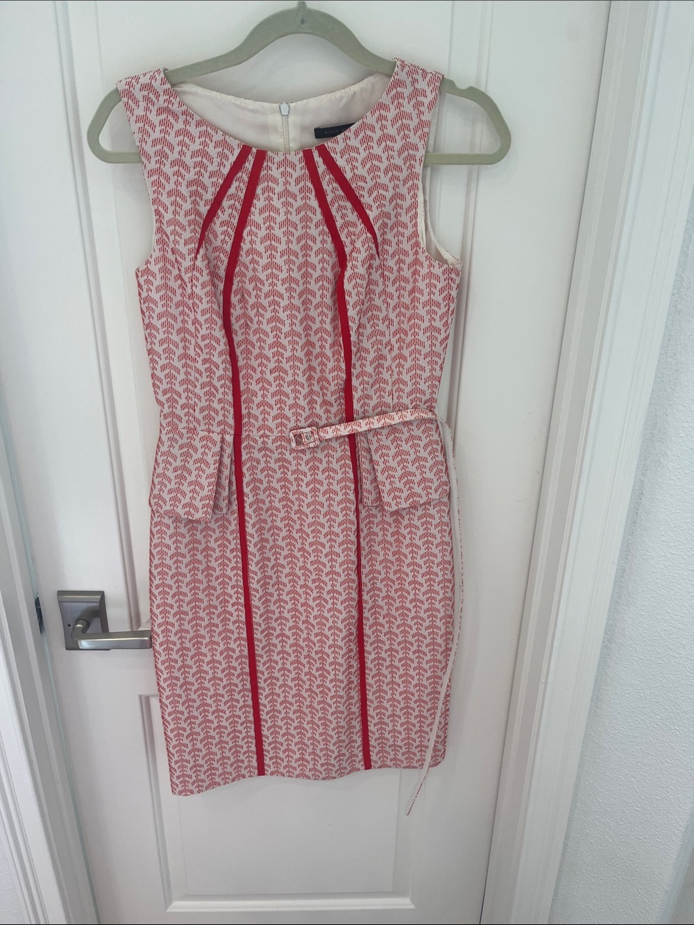 David Meister red and white dress